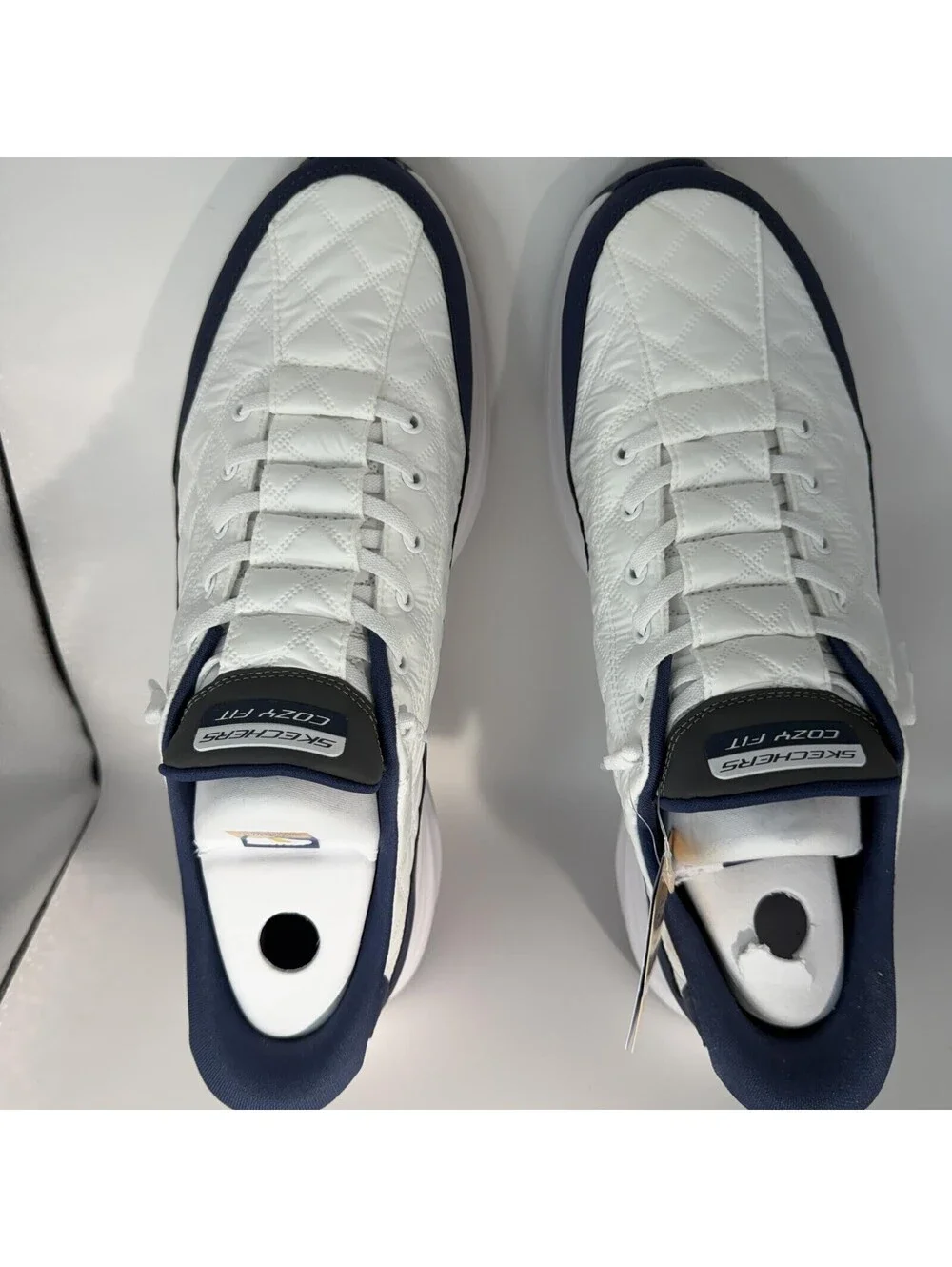 Skechers Slip-Ins Contour Foam Cozy Fit White Navy 232619 WNV Men's Size 12 New